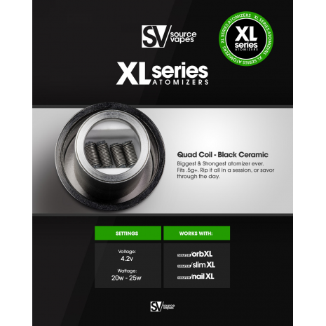 XL Series Quad Coil Black Ceramic Atomizer